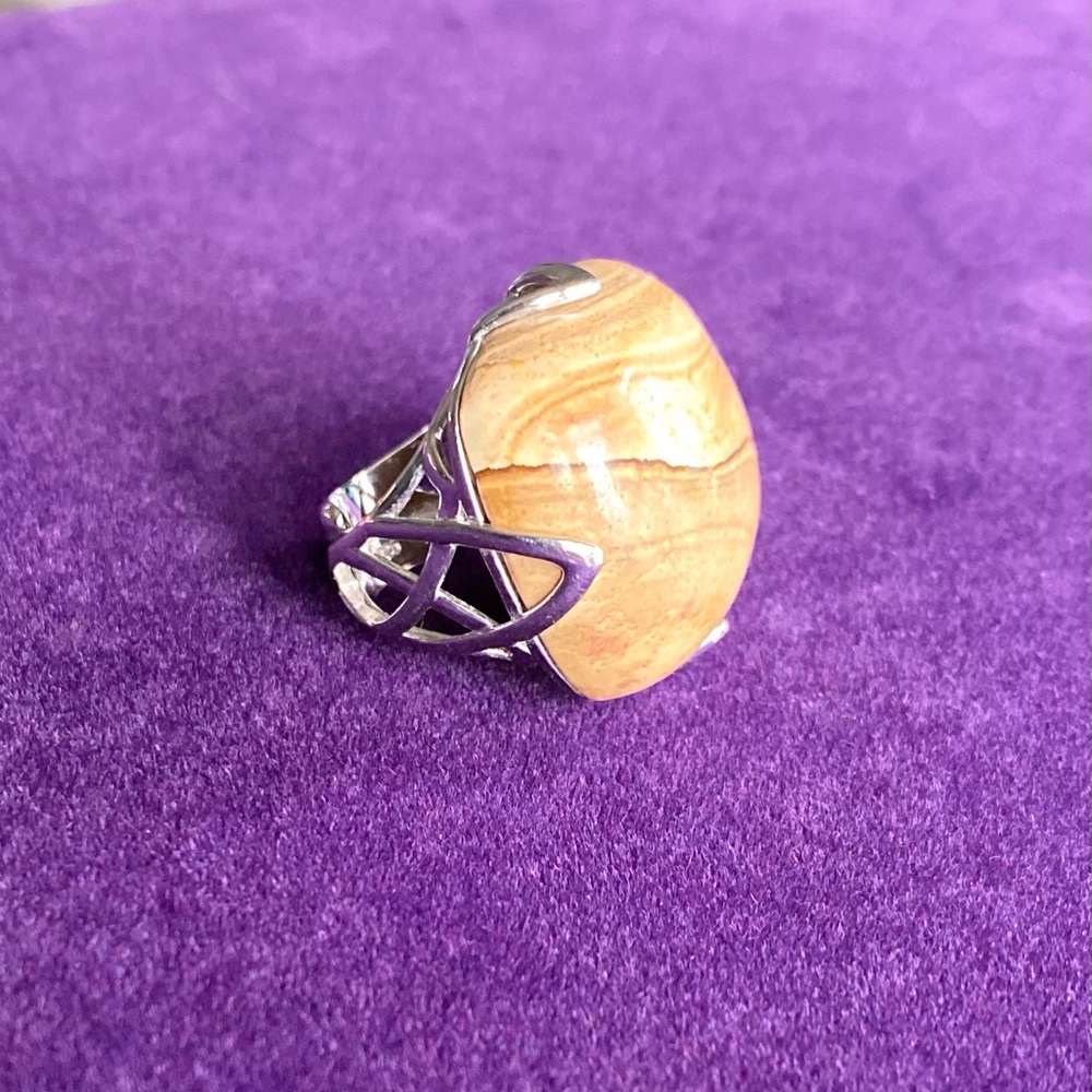 925 Silver Brown Agate Statement Ring - image 8